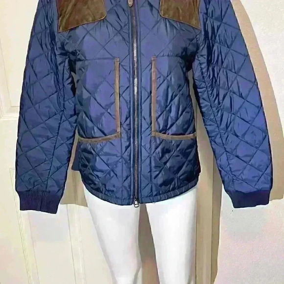 Ralph Lauren Sport Navy Equestrian Quilted Puffer Jacket Womens Size Large - Picture 10 of 14
